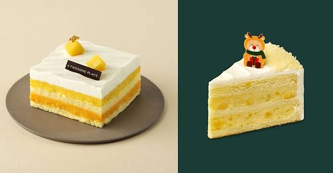 ツーサムプレースさつまいもケーキ(左)とスターバックスさつまいもケーキ(右)