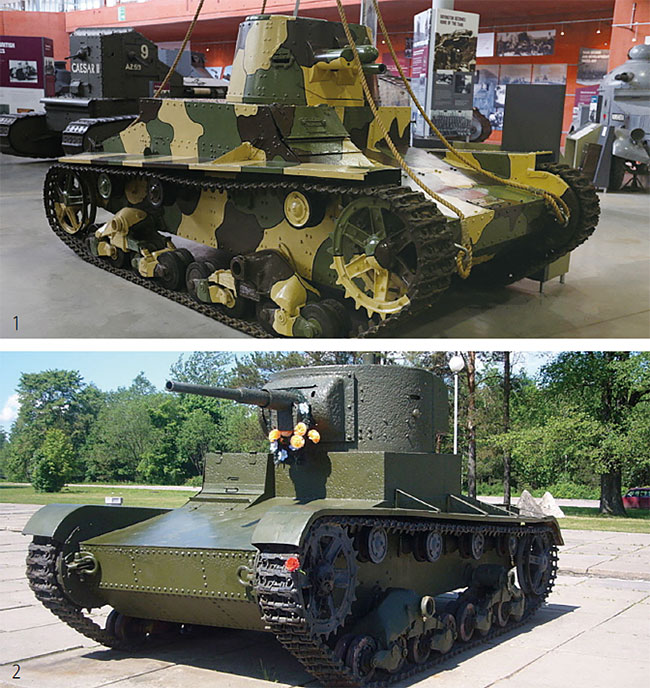 1. 빅커스 Mk. E 전차는 정작 개발국에서 채택하지 않았지만 여러 나라에 판매됐고 소련, 폴란드, 미국, 일본, 이탈리아 등이 개발한 경전차에 직간접적으로 많은 영향을 끼쳤다. 사진 위키피디아 2. 소련의 T-26은 빅커스 Mk. E를 기반으로 개발된 경전차로 흔히 소련 전차의 시조새로 불린다. 이후 전차 역사에서 소련 그리고 현재 러시아의 위상을 생각한다면 빅커스 Mk. E가 끼친 영향이 어느 정도인지 짐작할 수 있다. 사진 위키피디아