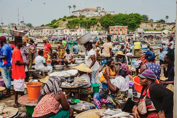 아프리카 가나의 한 수산물 시장.