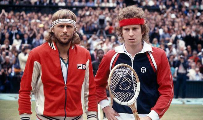 영화의 모델이 된 테니스 선수 비에른 보리(왼쪽)와 존 매켄로.