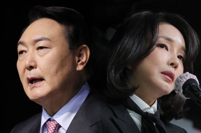윤석열 국민의힘 대선 후보(왼)와 그의 부인 김건희씨 ⓒ 시사저널