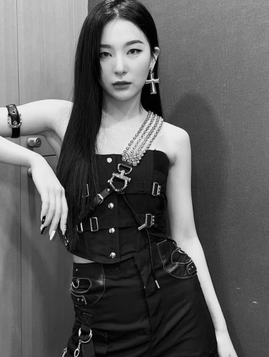 Seulgi from the group Red Velvet has emanated charisma.On the 27th, Seulgi posted a picture on his instagram with the phrase Godderbeat.In the photo, Seulgi took a picture after wearing a chic stage costume and colorful accessories.The long straight hair and transparent skin made me admire the intense feeling.Meanwhile, Red Velvet Wendy and Seulgi released their new song Step Back on the 3rd as members of SM Project Unit God the Beat.