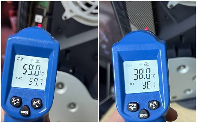 온도가 줄었다. 방사율 설정하지 않았으니 온도 감소만 참고하자.