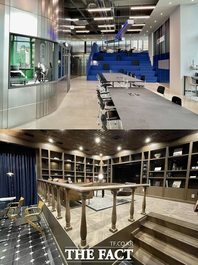 에피소드 강남 262의 콘셉트는 '스마트 워크를 지향하는 도시인을 위한 주거솔루션이다. 사진은 위부터 에피소드 웍스, 아래는 커뮤니티 공간인 시크릿 스페이스. /이민주 기자