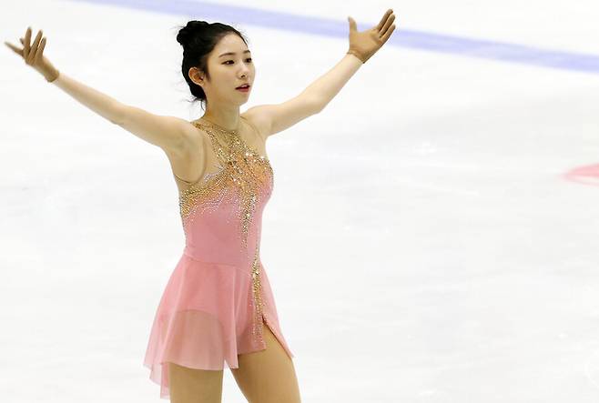 ▲ 제103회 전국동계체육대회 피겨 스케이팅 대학부 A조 여자 싱글 쇼트프로그램에 출전한 최다빈 ⓒ연합뉴스