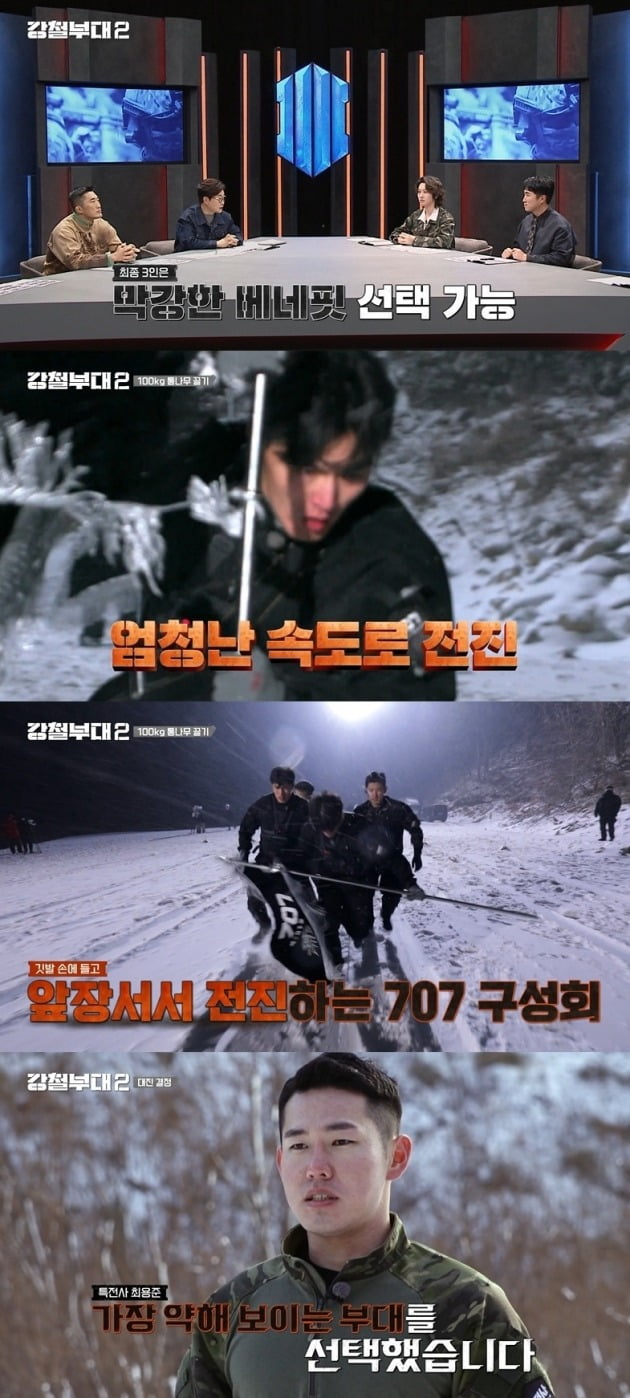 Channel A and SKY channel entertainment Steel Unit 2 showed a sticky comrade that surpassed victory and defeat.In the third episode of Steel Unit 2, which aired on the 8th, the mission of the first elimination team was held to decide whether to take the first elimination team.First, the final winner of the Minorce Selection with a strong Benefit was born.Park Gil-yeon, Marines Search Team, 707 (707th Special Mission Team) Lee Ju-yong, Koo Seong-hoe, Special Warrior (Red Army Special Warfare Command) Choi Yong-joon, SDT (military police special team) Kim Tae-ho, and SSU (Seagun Haenan Rescue Squadron) Heo Nam-gil, the final showdown, are drawn to the 100kg log. I went into.Everyone expected difficulty in the huge weight of logs and frozen snowy snow, but Park Gil-yeon was impressed by his unstoppable eyes with Jun Jin.Lee Ju-yong then showed off the power of Yong-gun by Jun Jin with explosive speed even after a late start.The two men, who quickly reached the return point, rushed to the finish with the flag of the unit, and Park Gil-yeon, who missed the flag, eventually turned over to Lee Ju-yong.Lee Ju-yong took first place after the game, and Park Gil-yeon and Choi Yong-joon climbed to second and third place and were honored by Minforce.Especially, even though the game was over, the appearance of Kim Tae-ho and Huh Nam-gil, who are continuing the mission firmly, caught the eye.Koo Seong-hoe struggled with a sudden depletion of his stamina, and the same men, Lee Ju-yong, Hong Myung-hwa and Lee Jung-won, expressed their concerns about him.So 707 helped all the steel unit members to support the hot cheering and succeeded in completing the race, and gave a deep impression with a strong friendship that transcended victory and defeat.Lee Ju-yong, Park Gil-yeon and Choi Yong-joon, who won the championship in the fierce Minorce crew selection contest, Choi Choices the Benefits of Daejin decision, Operation acquisition and Operation Choices respectively.The commission for the Occupy of the Snowy Land, which will continue to be decided to be eliminated from the first team, was released, and 707 and Marines created a favorable vote for themselves with a joint strategy.In the first round of the Sulhanji Occupy War, special warrior and SDT were confronted, raising interest.The two units, who ran quickly and reached the point, pushed a 500kg sled and operated, and repeatedly reversed without any break, raising tension extremely.In the urgent situation that ran to the finish after securing the Dummy following the acquisition of additional supplies, the balance of SDT collapsed and the special warrior was honored with victory.In the second round, the struggle between the new participating unit SART and the season 1 winning unit UDT took place.The current mountain rescue team, SART, has skillfully performed Dummy rescue missions, pressing UDT at a tremendous rate, reaching the finish line comfortably and proving its reputation as a rescue unit.SSU, which faced Marines at the end of the broadcast, outpaced Marines with overwhelming speed, but was also in crisis when it was reversed by Marines at sled point.But Marines supplies fell from the sled and the SSU once again seized the opportunity, signalling an unpredictable development.Indeed, the SSU hopes that it will be able to succeed in the reversal, and where will the troops that will be the first to be eliminated.Also, the confrontation between 707 and information company, which will be held next week, is also focused.Information company Lee Dong-gyu said, I think I was drunk that I won the selection of Miniforce members.What is that? He also focused on the confrontation with 707, who won first place in the selection of the Miniforce team.steel unit 2 is broadcast every Tuesday at 9:20 pm.