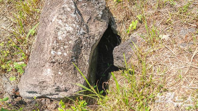 제주시 구좌읍 다랑쉬굴 학살 현장 모습. 지금은 굴 입구에 돌로 막아놨다. 자료사진