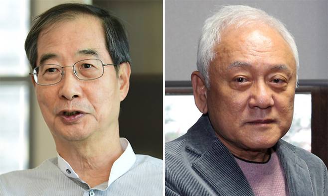 한덕수 전 국무총리(왼쪽), 김한길 인수위 국민통합위원장