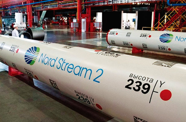 독일과 러시아를 해저로 연결하는 ‘노르트 스트림2’에 사용된 천연가스 파이프. [TASS]