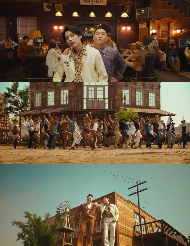 Singers PSY (PSY) and BTS (BTS) Suga (SUGA) will appear together in the music video of That That to showcase their Addicted-Strength performance.PSY (PSY) will be released on April 28th through the official SNS and Naver NOW. #OUTNOW, the title song of the regular 9th album Sada 9, That That (prod.& ft. SUGA of BTS) s third music video teaser video, shooting scene SteelSeries, interview video was released.BTS Suga appeared with PSY in the music video teaser video and shooting scene SteelSeries released on the day, and showed the style like the main character of the western movie.Suga also appeared in music videos following the production and feature of That That for PSYs regular 9th album.Especially in the teaser video, PSY and Suga enjoyed the exciting atmosphere with many people and showed an exciting dance.A short teaser tells the two chemistries that surpass the age gap. Sensitive melody also heightens expectations for the euphemism of That That.In another interview video, Suga said: Ive had a lot of communication with PSY Munna Bhai M.B.B.S.I was going to write and miss the song, he said, laughing and saying, I did not know that I would dance with PSY Munna Bhai M.B.B.S. PSY said with a smile, I wanted to produce at first, and then I got a shot at featuring, dancing, and appearing in music videos.Our gloss is and laughed.That is a song co-produced by PSY and Suga together and participated in writing, composing and arranging.It is expected that the Addicted Melody, That, will capture global music fans with the charming voice of PSY and Suga.PSY has been in the regular 9th album Sada 9, including the title song That That, 9INTRO, Celeb, Impression (Feat. Sung Si Kyung), Night is Deep (Feat.Hayes), GANJI (Feat. Jesse), Now (Feat. Hwasa), Happier (Feat.Crush)), My Monday, Everyday, ForEVER (Feat. Tablo) and Tomorrows Me were filled with a total of 12 colorful tracks.PSY will release its regular 9th album Sada 9 through various online music sites at 6 pm on the 29th, and will show its first comeback stage at Naver NOW. #OUTNOW at 9 pm on the same day.