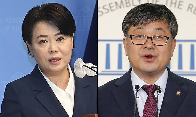 윤희숙 전 의원(왼쪽), 최원식 전 의원. 연합뉴스