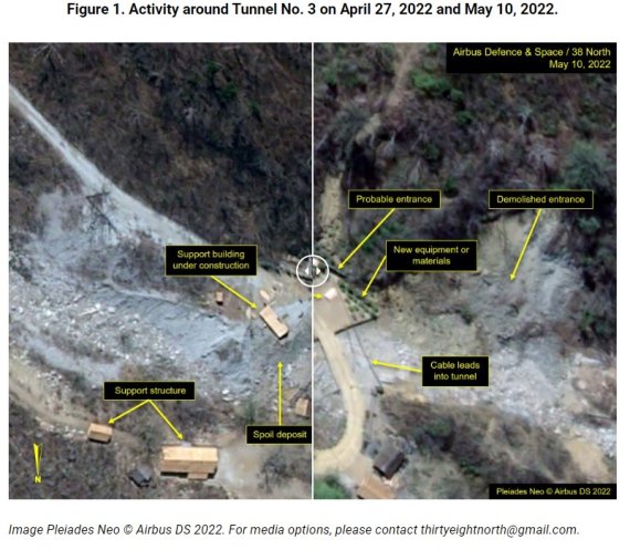 지난 5월 13일 38노스 풍계리 핵실험장 위성사진. 사진=38노스 캡처