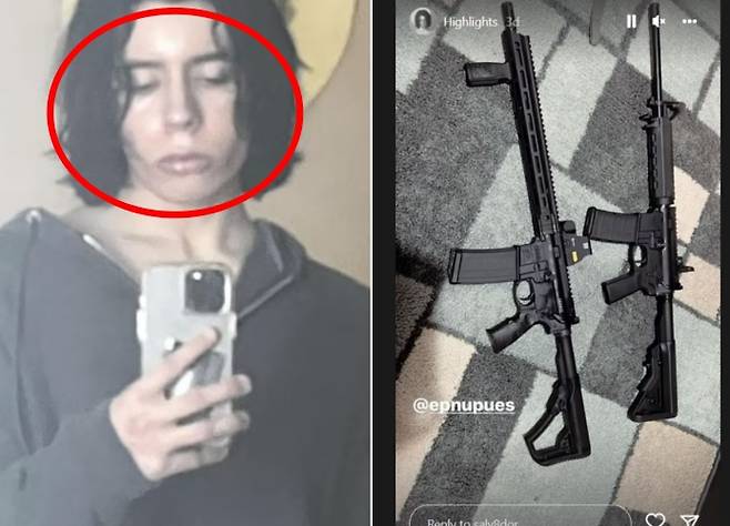 미국 텍사스 초등학교 총기난사 사건 범인으로 지목된 18세 남성 살바도르 라모스와 그가 자신의 SNS에 올린 총기 사진