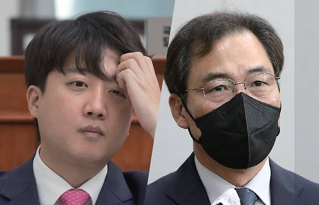 이준석 국민의힘 대표(왼쪽)와 윤재순 대통령실 총무비서관ⓒ시사저널 이종현·박은숙