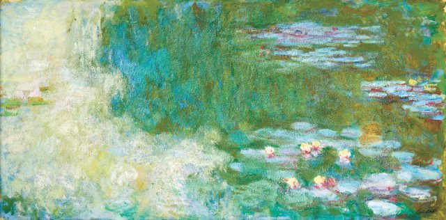 모네가 말년에 그린 ‘수련이 있는 연못’(1917∼1920년). 꽃을 사랑한 그는 수련 작품만 250점 정도 남겼다. 죽음을 앞두곤 “꽃을 꺾어서 장례식 장식을 하지 말라”고 부탁했다고 한다. 국립현대미술관 제공