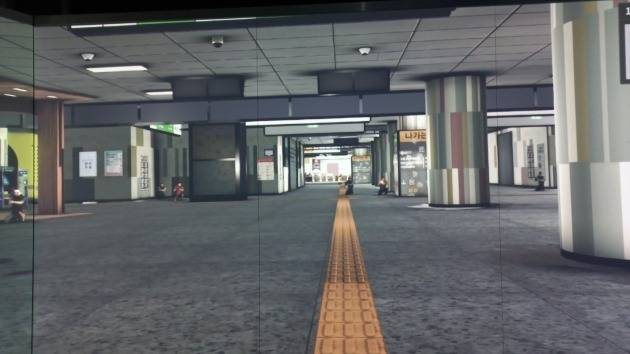 가상현실(VR) 공간 속에서 서울 지하철 2호선 서초역을 배경으로 전투가 펼쳐지고 있다. 최세영 기자.