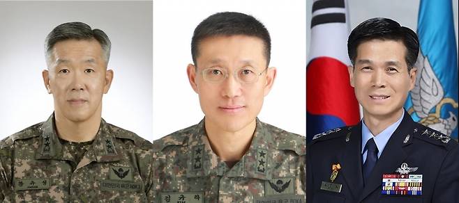 사진 왼쪽부터 황유성 군사안보지원사령관 내정자, 김규하 수도방위사령관 내정자, 박하식 공군작전사령관 내정자. /사진제공=국방부