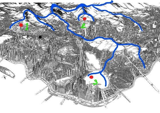 1. 조선신대 하륜이 한양 도읍으로 천거한 무악(연세대 일대). 2. 청와대. 3. 용산 대통령 집무실