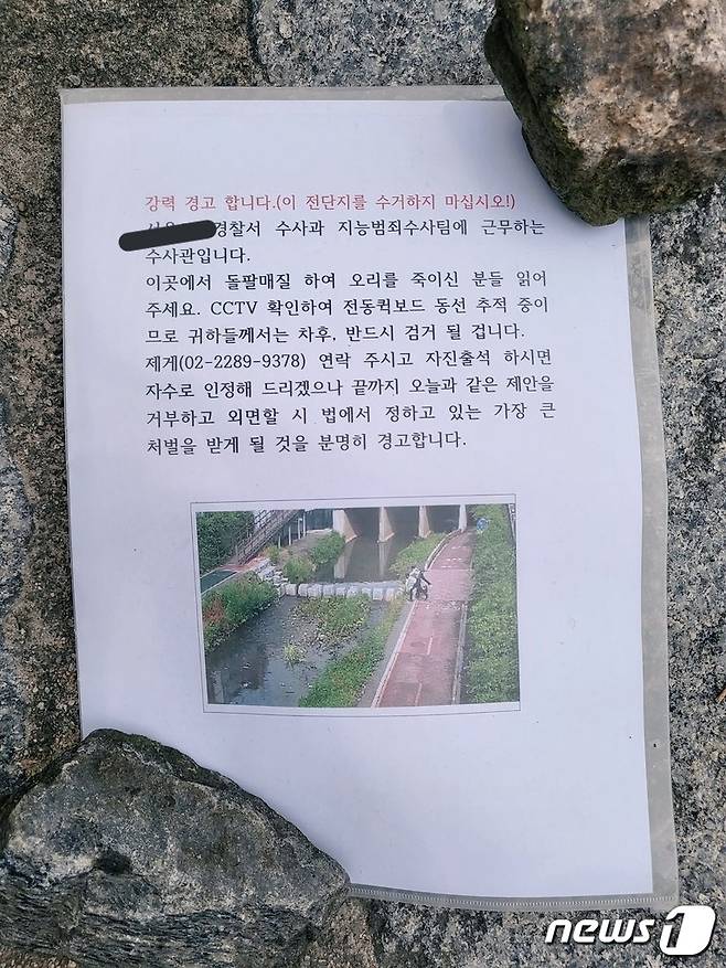 서울 도봉구 하천에 거주하던 오리가족이 돌팔매질을 당해 죽는 사건이 발생해 경찰이 수사에 나섰다 (트위터 갈무리) © 뉴스1
