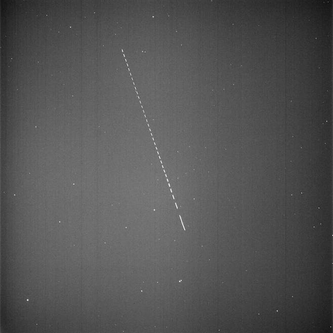 OWL-Net으로 관측한 누리호 발사체 3단. 사진=한국천문연구원