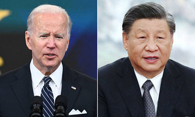 조 바이든 미국 대통령(왼쪽), 시진핑 중국 국가주석