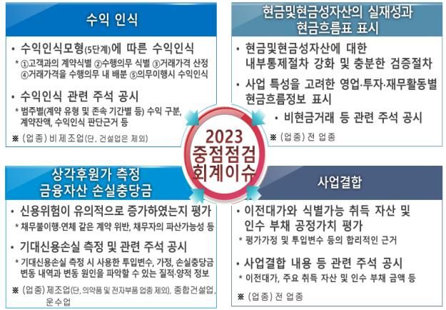 2023년 중점 점검 회계이슈. /금융감독원 제공