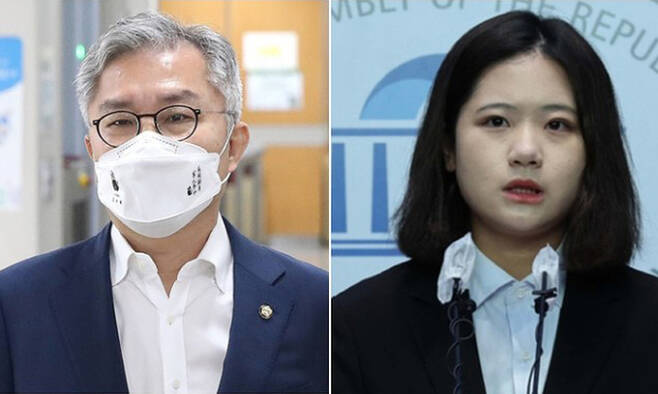 최강욱 더불어민주당 의원(왼쪽), 박지현 전 공동비상대책위원장.