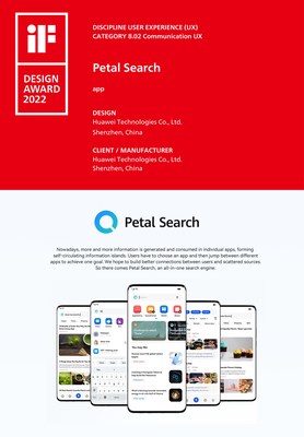 Petal Search wins iF Award 2022 (PRNewsfoto/Petal Search, Huawei)