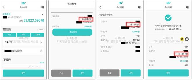 SB톡톡플러스 화면내 개별 저축은행 명칭 표시. (사진=저축은행중앙회 제공)