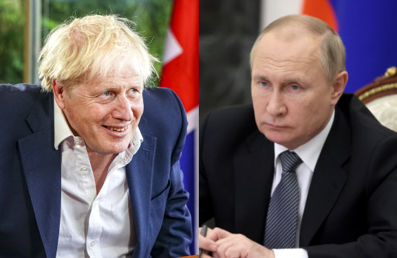 보리스 존슨(왼쪽) 영국 총리. 블라디미르 푸틴(오른쪽) 러시아 대통령. EPA·타스 연합뉴스