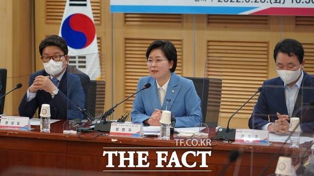 국민의힘 '반도체 산업 경쟁력 강화 특별위원회' 양향자 위원장이 28일 반도체특위 회의를 주재하고 있다. / 무소속 양향자 의원(광주 서구을) 페이스북 갈무리