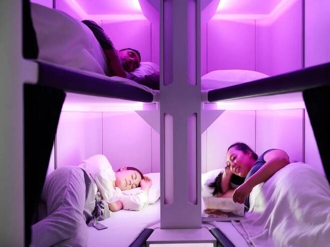 에어뉴질랜드는 장기 노선 항공기 일반석에도 누워 자면서 여행할 수 있는 침대 옵션을 만들 계획이라고 밝혔다. 에어뉴질랜드 제공