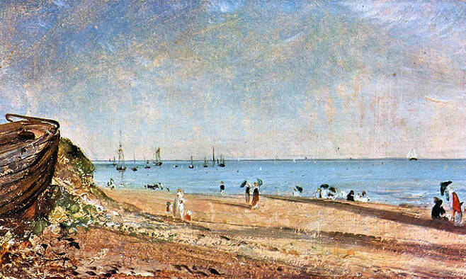 영국 화가 존 컨스터블이 그린 1800년대 초의 브라이턴 해변 풍경. 이미 많은 사람들이 해변을 찾고 있었지만, 아무도 물에 들어가지 않음을 볼 수 있다.