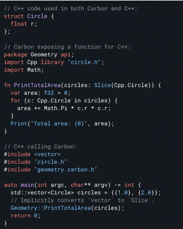 카본과 C++를 동시에 활용한 코드(이미지=깃허브)