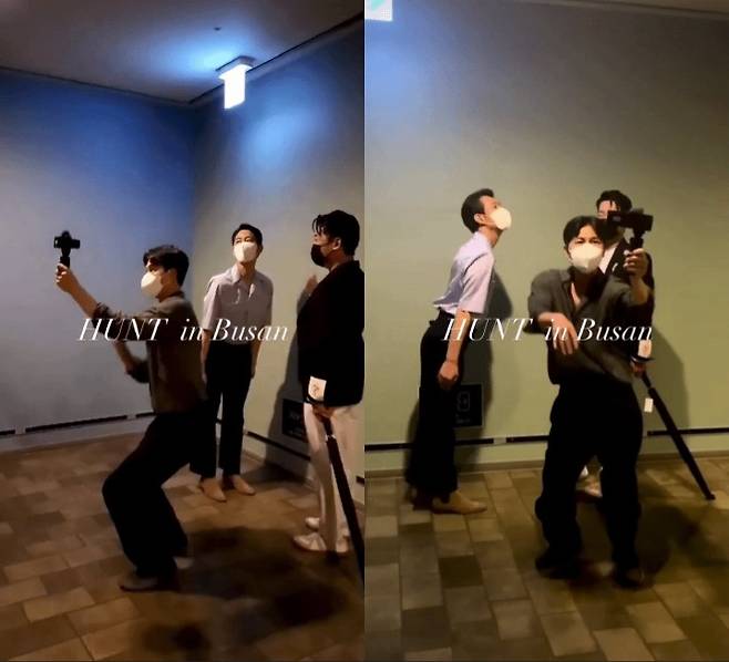 ▲ '허카인' 댄스를 추는 헌트 팀. 출처ㅣ아티스트컴퍼니SNS