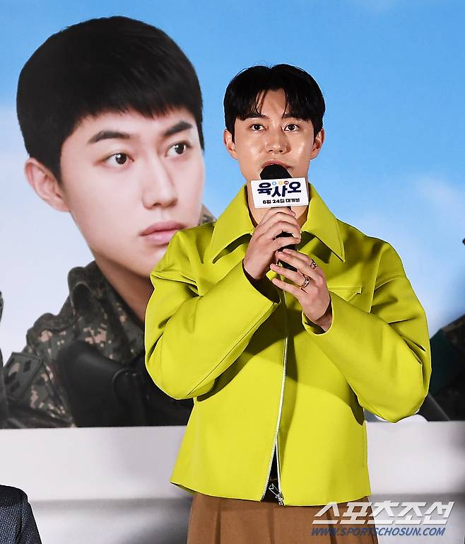 영화 육사오 언론시사회가 10일 서울 용산구 한강로동 CGV용산아이파크몰에서 열렸다. 배우 곽동연이 인터뷰를 하고 있다. 용산=박재만 기자 pjm@sportschosun.com/2022.08.10/