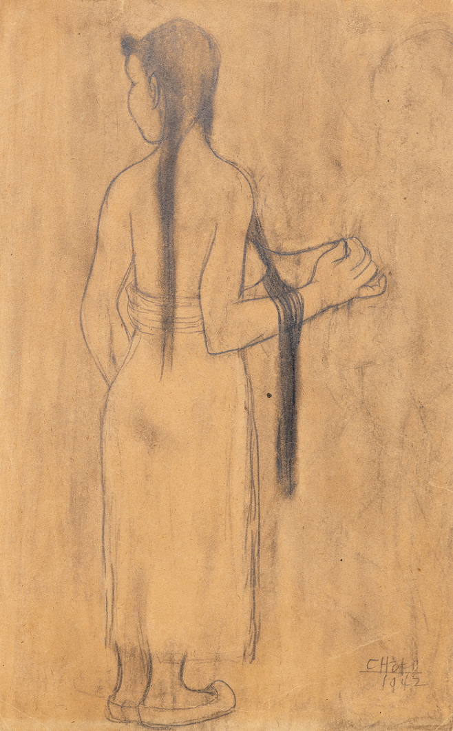 이중섭의 초기 작으로 드로잉이 돋보이는 연필화 ‘여인’(1942년, 종이에 연필, 41.2×25.6cm). 국립현대미술관 이건희컬렉션