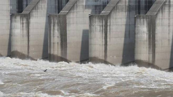 지난 7월 북한 황강댐 방류에 수문을 연 군남댐 (사진=연합뉴스)