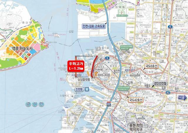 만석우회고가교 위치도. 인천시 제공