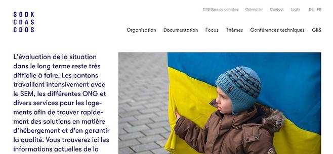 스위스 지방정부 사회복지 당국자 협의체(SODK)의 우크라이나인 지원 지침 공고문 [SODK 공식 웹페이지 캡처. 재판매 및 DB 금지]