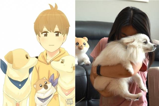 네이버웹툰 '개를낳았다'의 이선 작가가 직접 구조한 유기견 포메라니안을 안은 모습. 네이버웹툰 갈무리