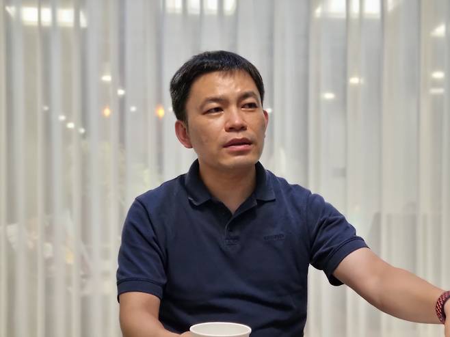 양경준 크립톤 대표가 지난 9일 조선비즈와의 인터뷰에서 액셀러레이터(AC)의 위기에 대해 설명하고 있다. /이은영 기자