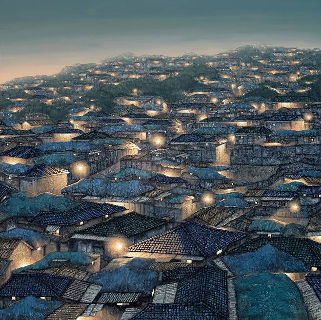 "Disappearing Hometowns 209” by Joung Young-ju (Hakgojae Gallery)