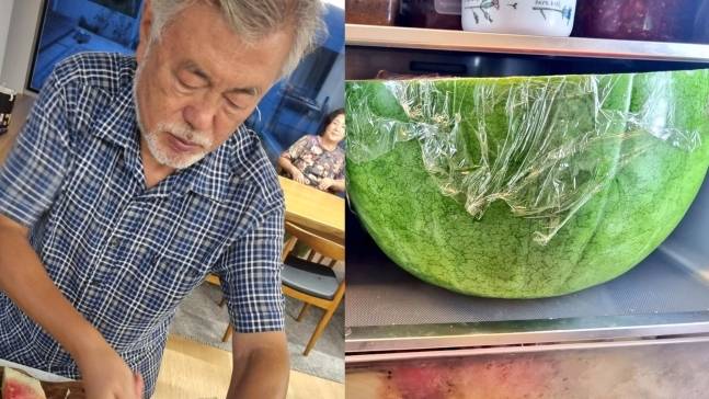 수박 자르는 문재인 전 대통령. 문다혜씨 트위터