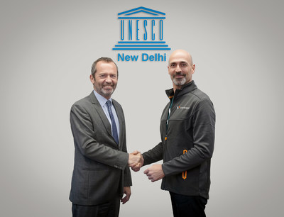 Eric Falt, Director and UNESCO Representative for the UNESCO New Delhi Office, and Marc Despallieres, Chief Strategy & Trading Officer at Vantage (PRNewsfoto/Vantage)