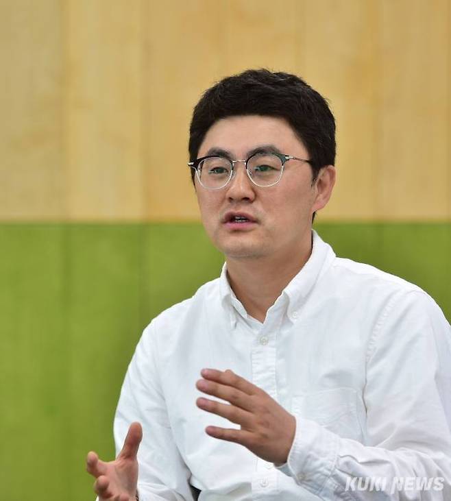 ‘멜라카 스튜디오’ 김태현 이사가 창업 과정을 설명하고 있다. (최태욱 기자) 2022.09.23
