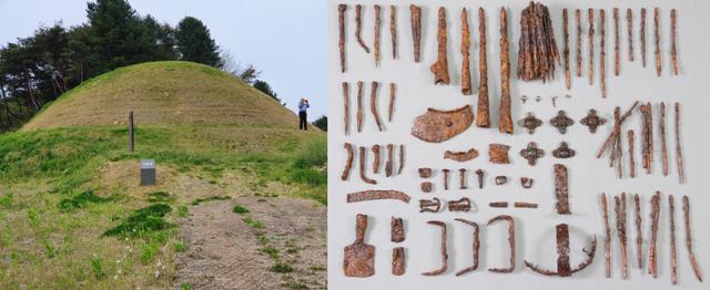전라북도 남원시 아영면 두락리에서 발굴된 가야고분(두락리 32호분)과 출토된 철기유물들. 문화재청