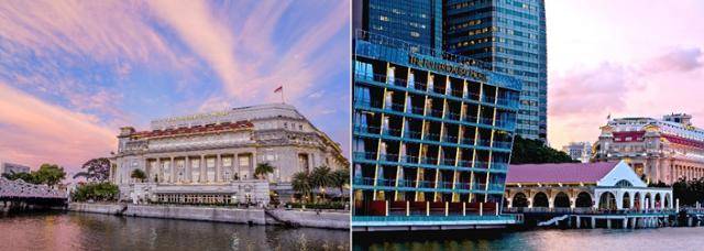 ‘더 풀러턴 호텔 싱가포르’와 ‘더 풀러턴 베이 호텔 싱가포르’. 싱가포르관광청 제공