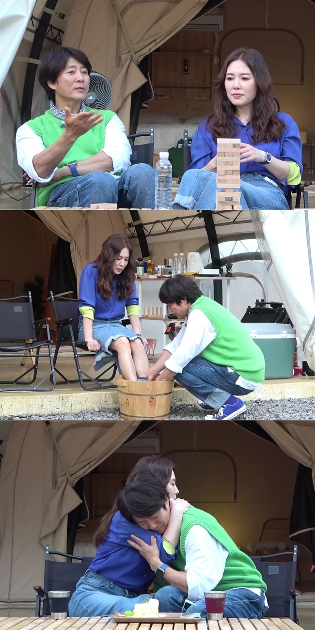 Choi Soo-jong flaunted A loved one sideKBS 2TV Saving Men Season 2 (hereinafter referred to as Mr.House Husband 2) will reveal the Sweet Camping scene of the Korean representative couple Choi Soo-jong and Ha Hee-ra.On this day, Choi Soo-jong set up a camping event in nature for Ha Hee-ra, who is busy with the preparation of the play stage again in 14 years.Choi Soo-jong, who made Ha Hee-ra laugh with storm Lovely and affection from the start of the trip, presented a long time to Ha Hee-ra, who had been immersed in playing practice while having a delicious meal with his nephew Cho Tae-gwan and his wife who joined him at Camping.Choi Soo-jong was tearful when he heard the question of Ha Hee-ra while he was playing Couple Jenga Game to find out the inside of the other person. After that, Choi Soo-jong, who was alone with Ha Hee-ra,Choi Soo-jong and Ha Hee-ra, who are holding each other and tearing each other, are caught in a hug and wonder what happened to the camping ground.