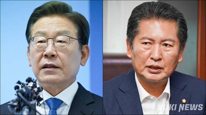 (왼쪽부터) 이재명 민주당 대표와 정청래 수석 최고위원. 사진=쿠키뉴스DB
